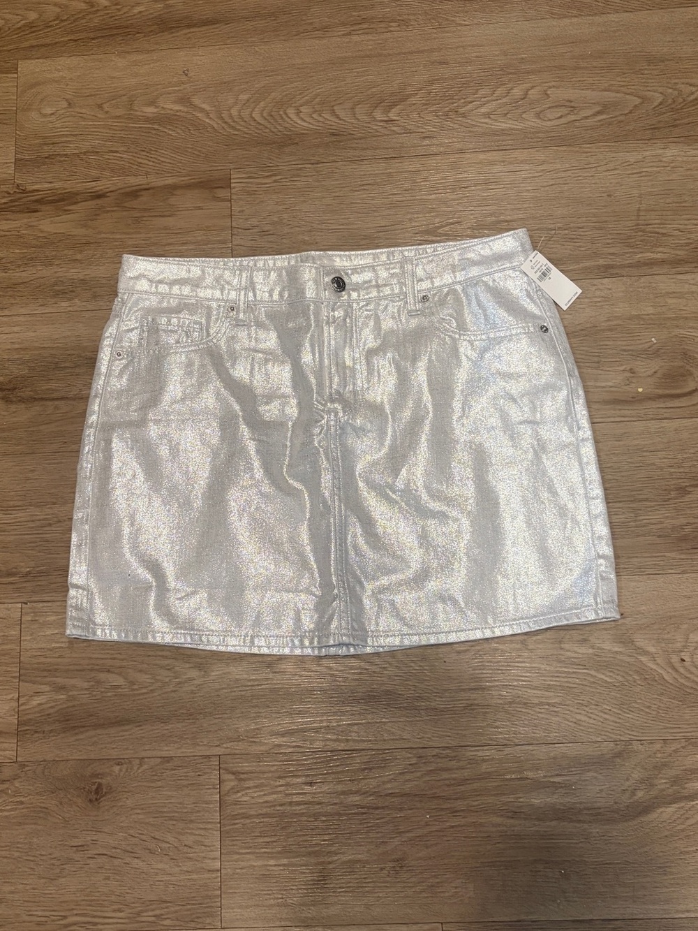 Old Navy Shimmer Silver Mini Skirt